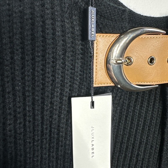 JLUXLABEL Ribbed Knit Wrap Sweater with Buckle Detail - Picture 2 of 6